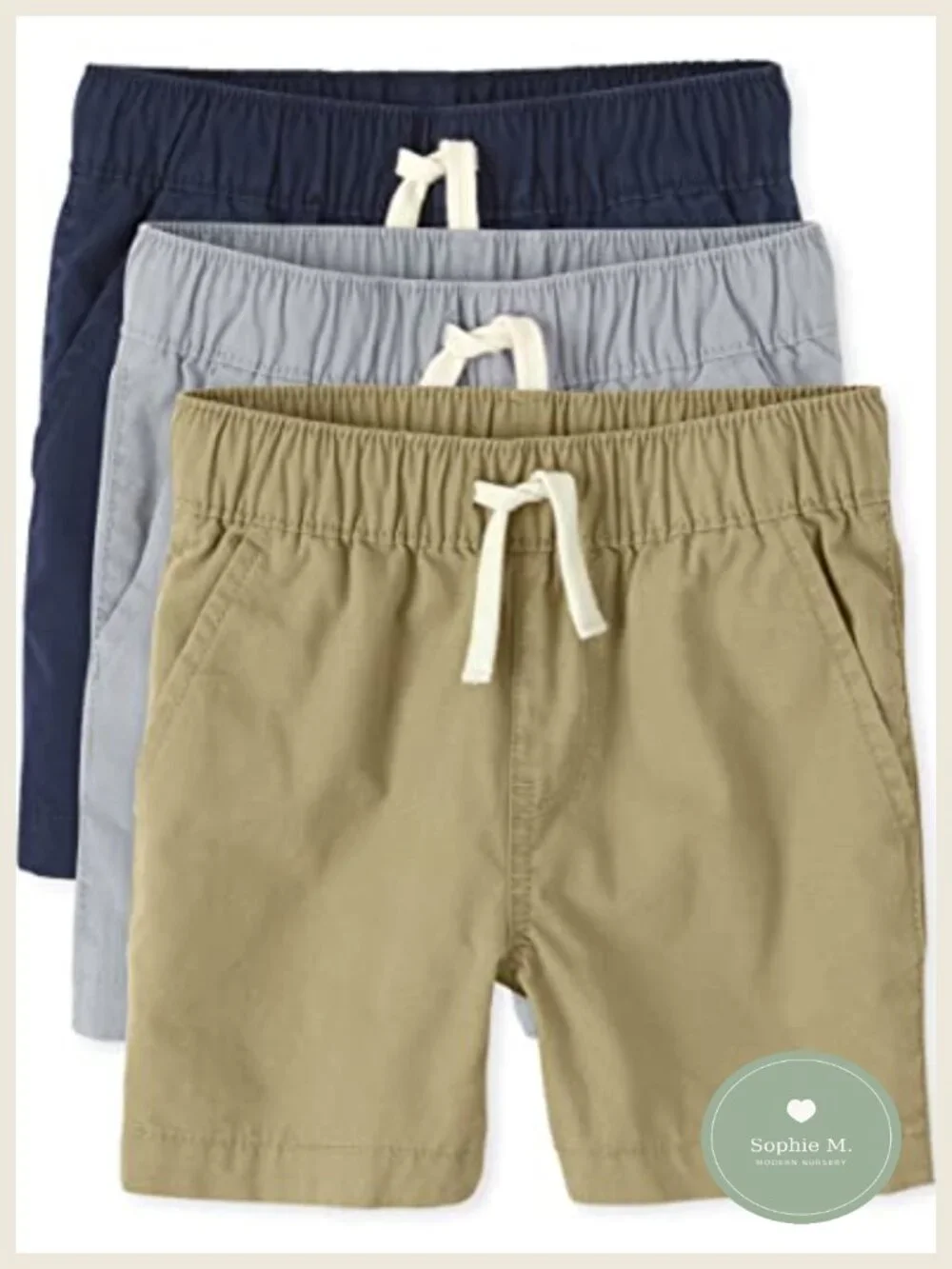 Pack of 3 Boys Toddler Cotton Drawstring Jogger Shorts with Pockets - Kids